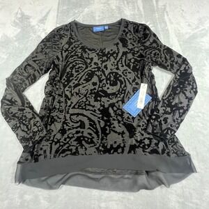 Vera Wang Simply Vera Whimsigoth Top Size XL Burnout Goth Grunge Fairy Black